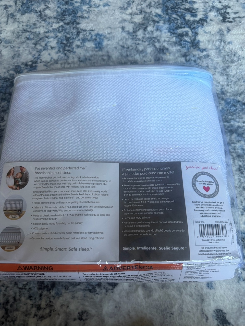 BreathableBaby Safety Mesh Liner for Full-Size Cribs White NEW IN PACKAGE - Picture 3 of 4